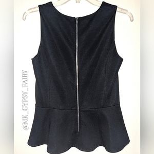 New York & Company Black Peplum Top with Silver Zip Back Size Small